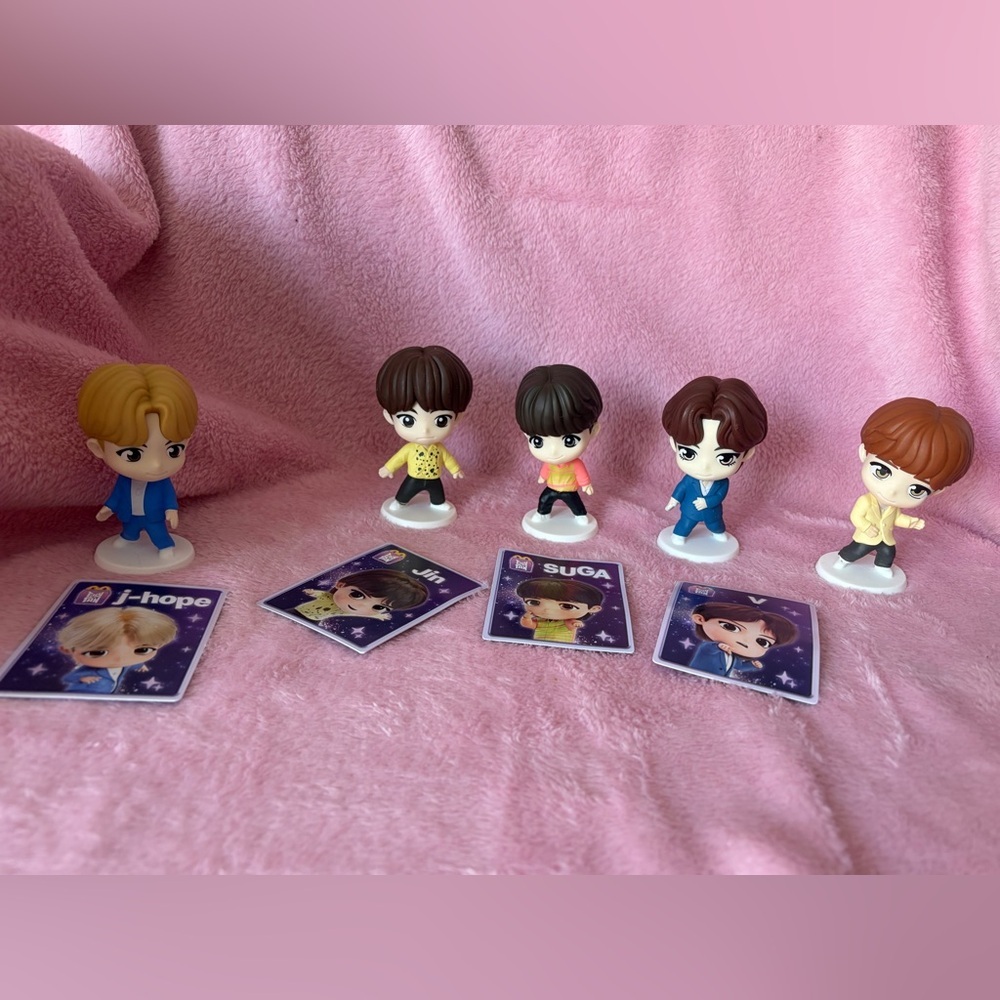 BTS tiny tan mini figures and cards from McDonald’s
